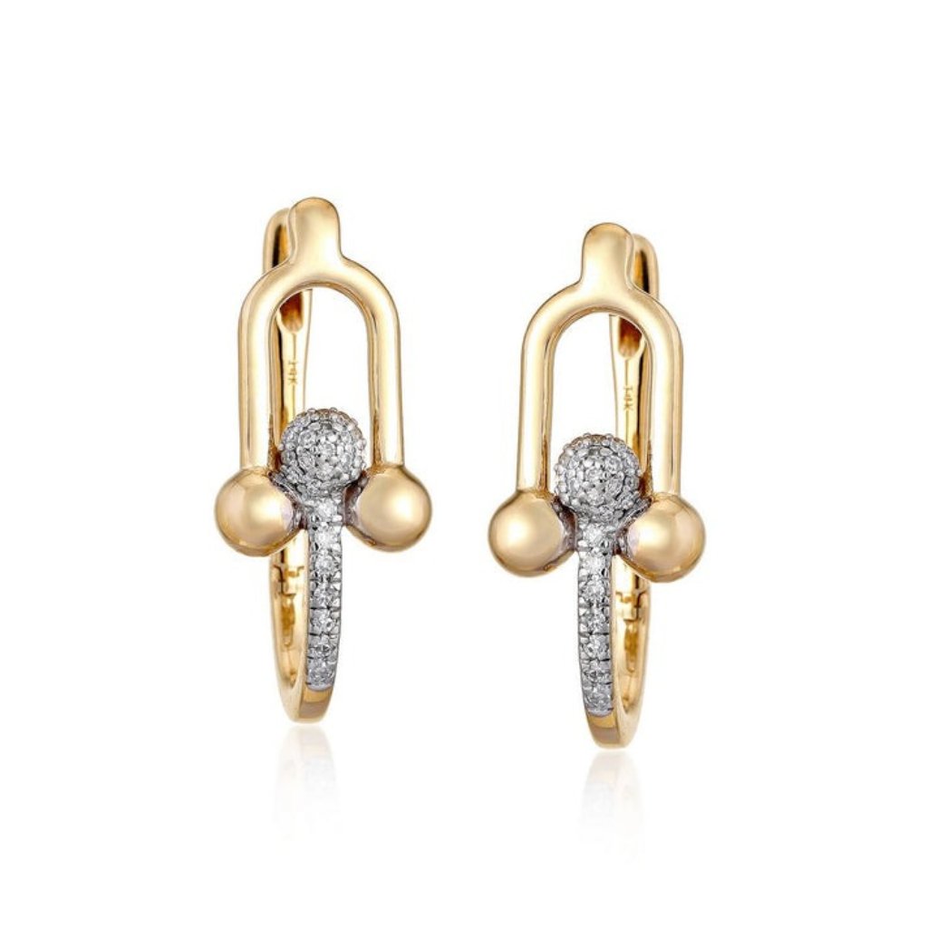 Sapphire Shine 14k 18k Custom Yellow Gold Diamond Huggie Earrings